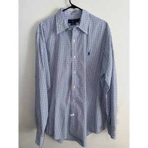 Ralph Lauren Classic Fit Performance Check Button Down Shirt Mens XXL Blue White